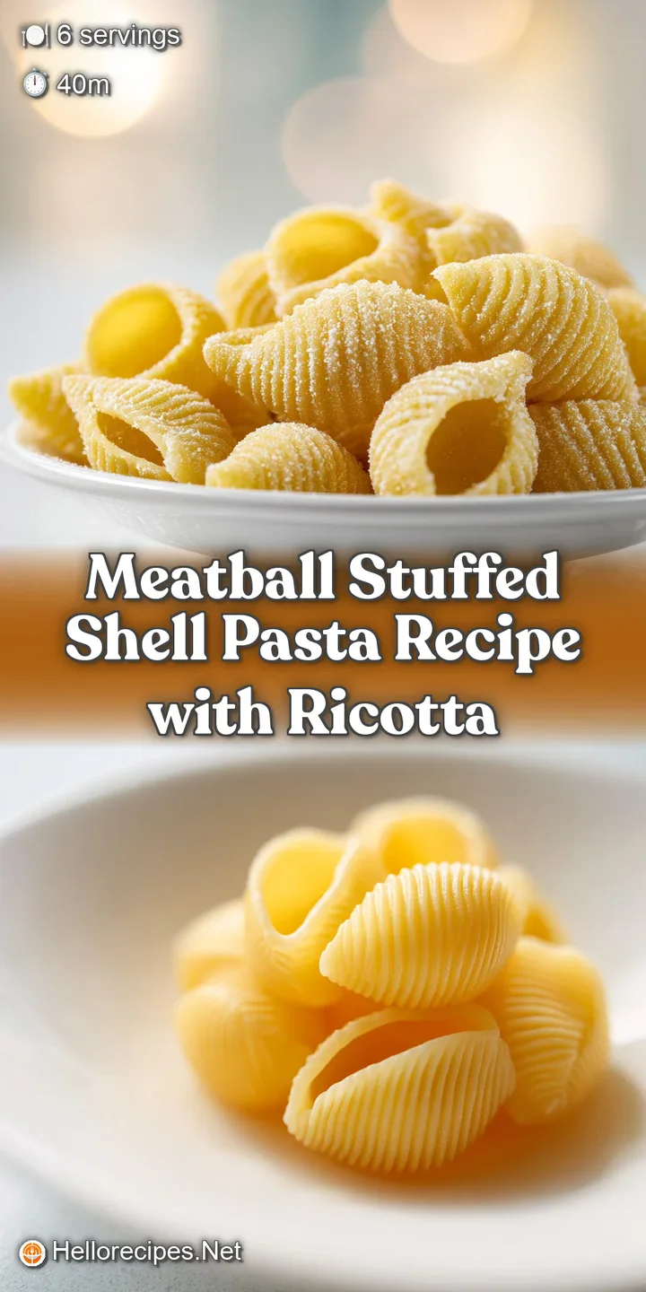 Close-up of a juicy meatball nestled in a pasta shell, coated in a vibrant red sauce, hinting at a comforting, hearty meal.