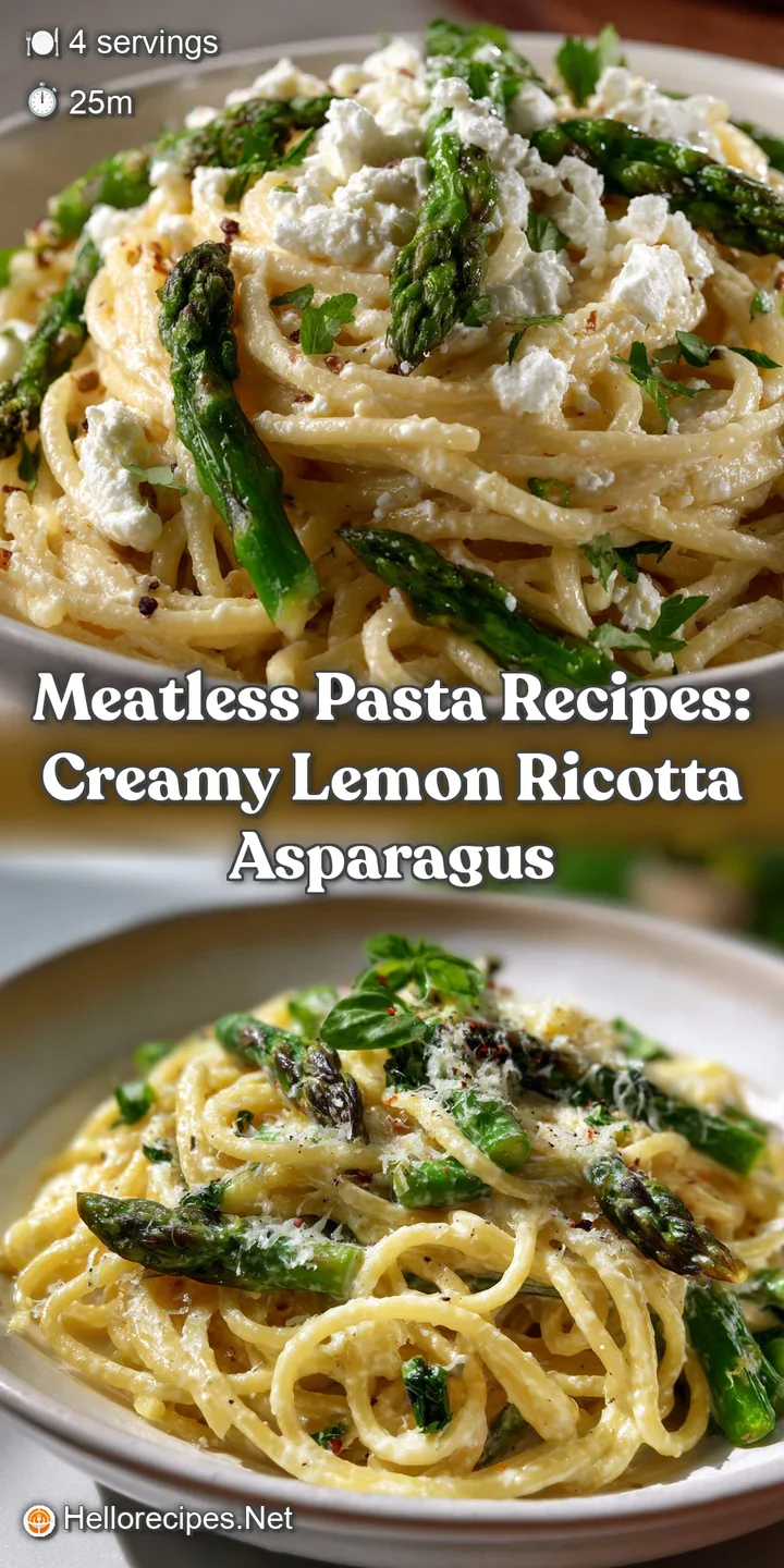 Meatless Pasta Recipes: Creamy Lemon Ricotta Asparagus