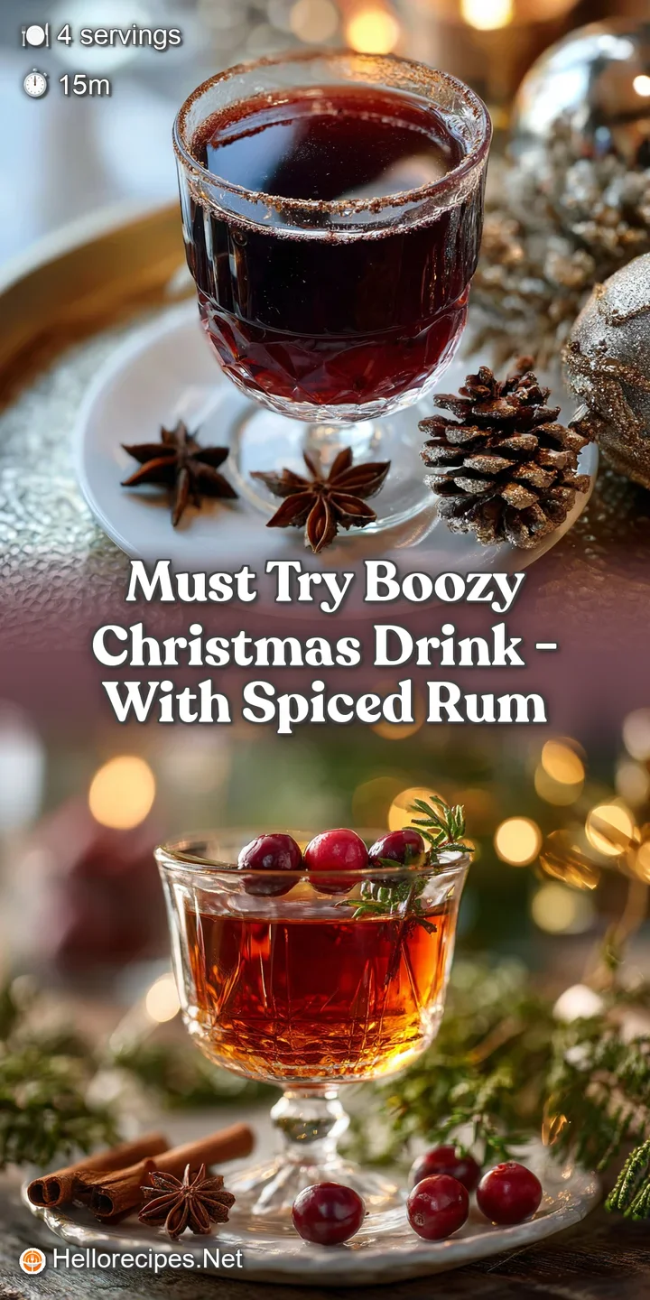 Close-up of shimmering Christmas punch, capturing the glistening cranberries, citrus peel oils, and aromatic herb infusion.