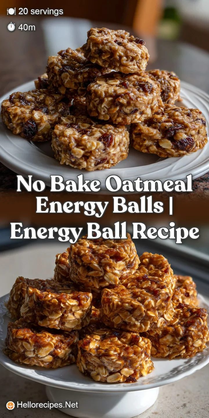 Close-up of a single energy ball showcasing its chewy texture, studded with visible oats and seeds, promising a burst of n...