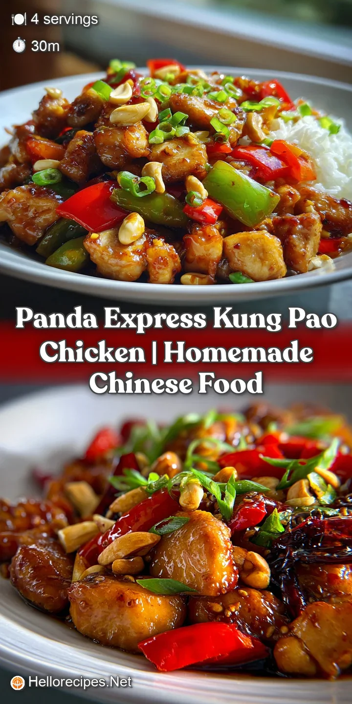 Close-up of tender chicken and crispy peanuts coated in a rich, dark sauce. The red chilis add pops of color with a tempti...