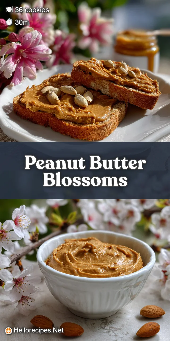 Close-up captures the soft, cracked texture and sugary coating of a peanut butter blossom, a chocolate Hershey Kiss sittin...