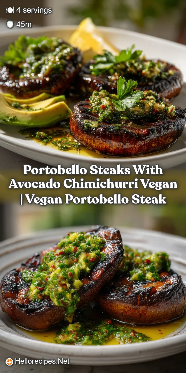 Portobello Steaks with Avocado Chimichurri Vegan | Vegan Portobello Steak