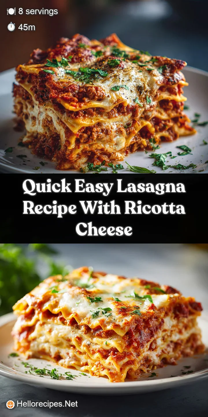 Close-up of lasagna showing rich layers of cheese, meat sauce, and pasta. The surface is slightly browned and bubbly, very...