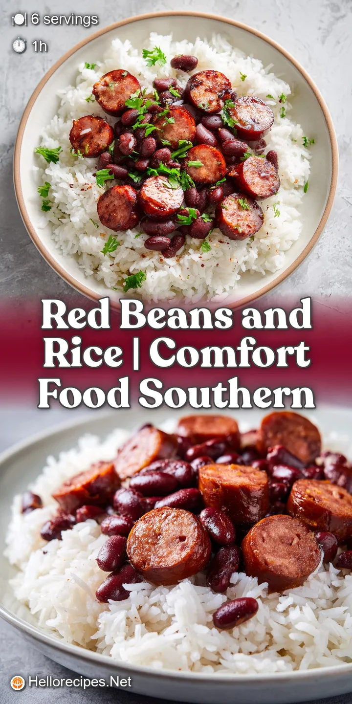 Macro shot of tender, creamy red beans and seared sausage rounds with steam rising and a sprinkle of chopped green scallions