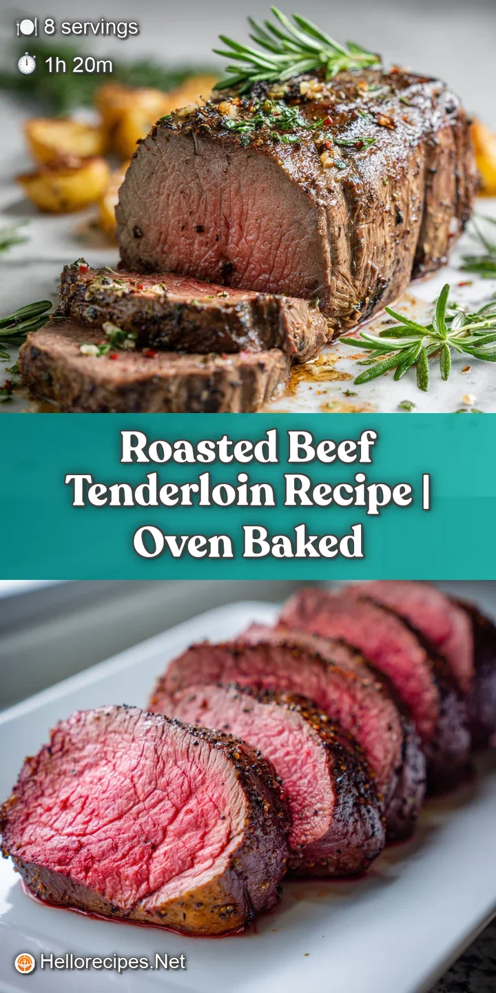 Close-up view of tender, rosy pink beef tenderloin with a savory crust. Juices glisten, hinting at a melt-in-your-mouth te...