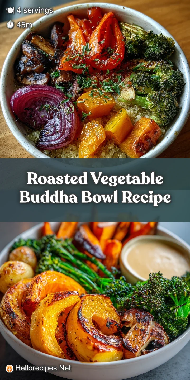 Close-up showcasing the textures and colors of roasted vegetables, with a glistening tahini sauce, inviting you to take a ...