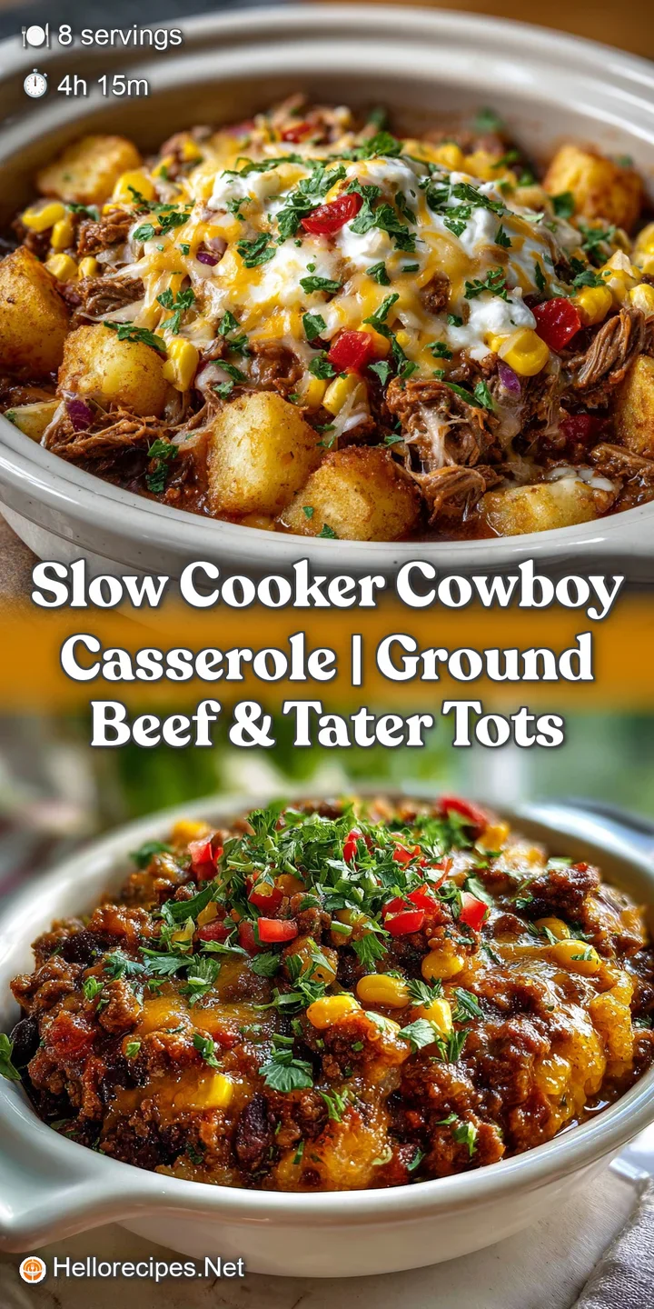 Close-up of bubbling cowboy casserole with tender meat, melting cheese, and a steaming, aromatic quality. A true comfort f...