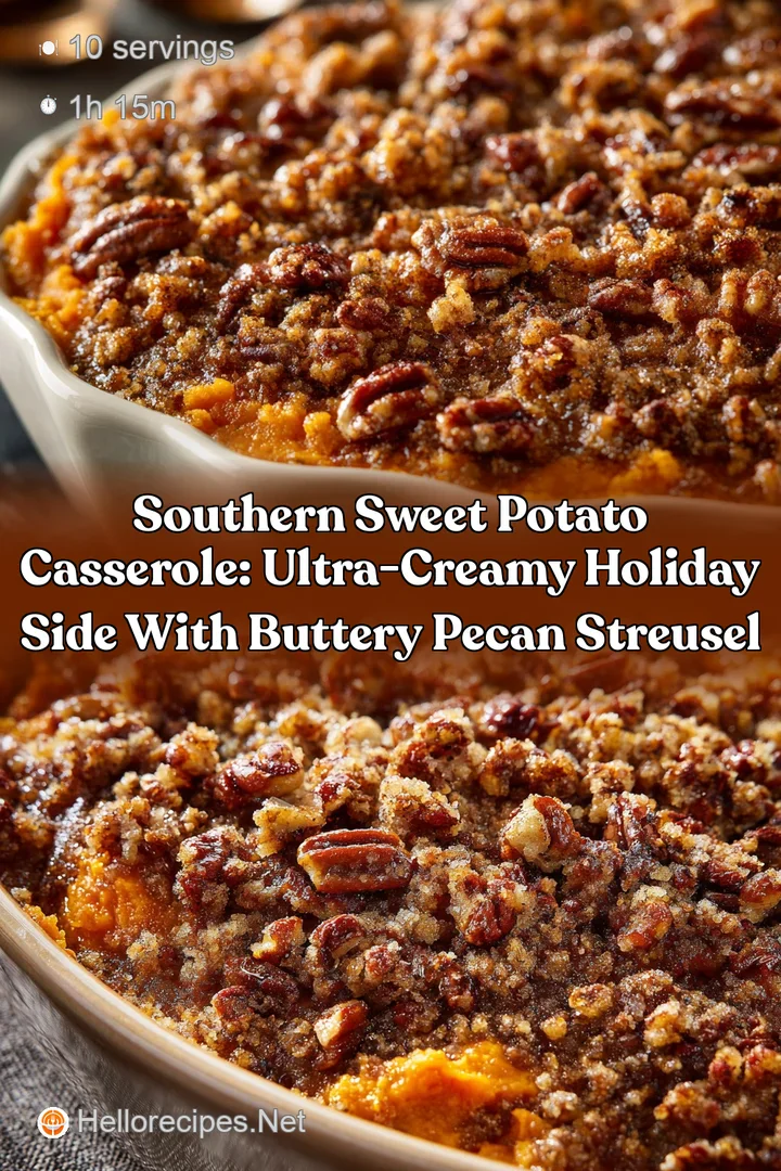 Southern Sweet Potato Casserole: Ultra-Creamy Holiday Side with Buttery Pecan Streusel