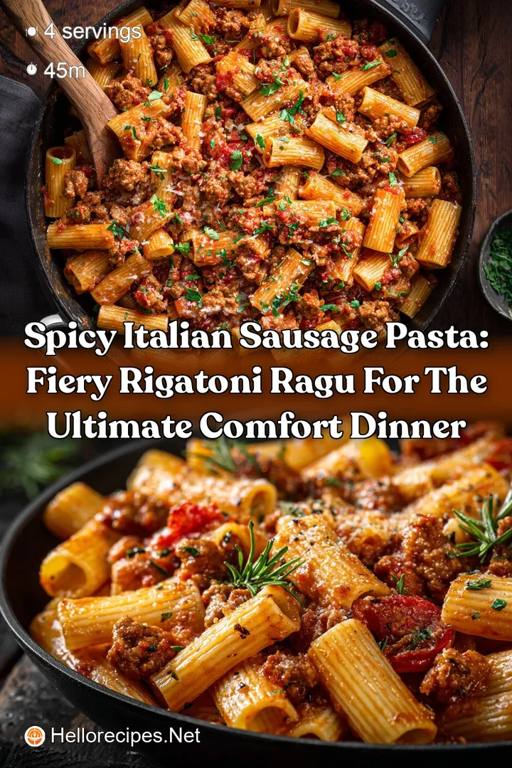 Spicy Italian Sausage Pasta: Fiery Rigatoni Ragu for the Ultimate Comfort Dinner