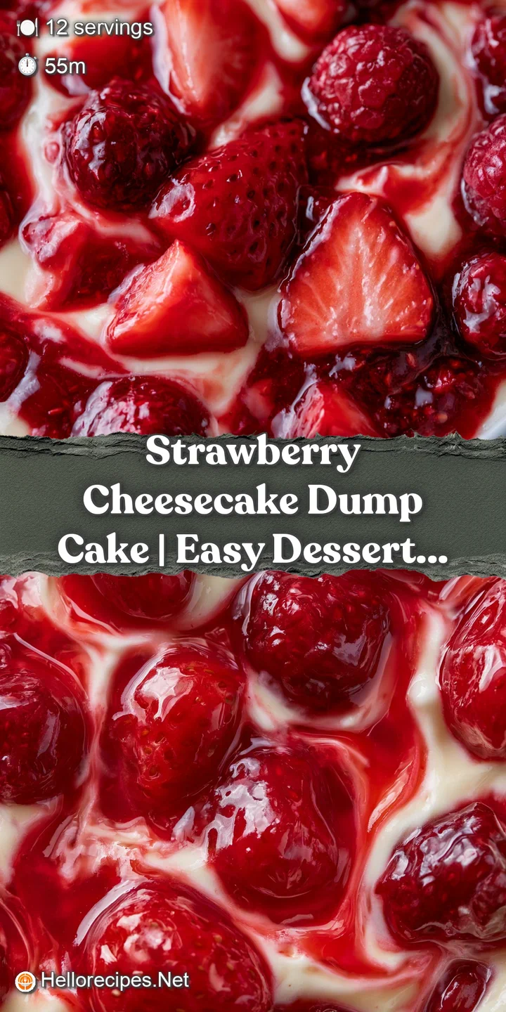 Macro shot of a buttery, golden crumble topping melting into a rich, creamy cheesecake layer and juicy red berries.
