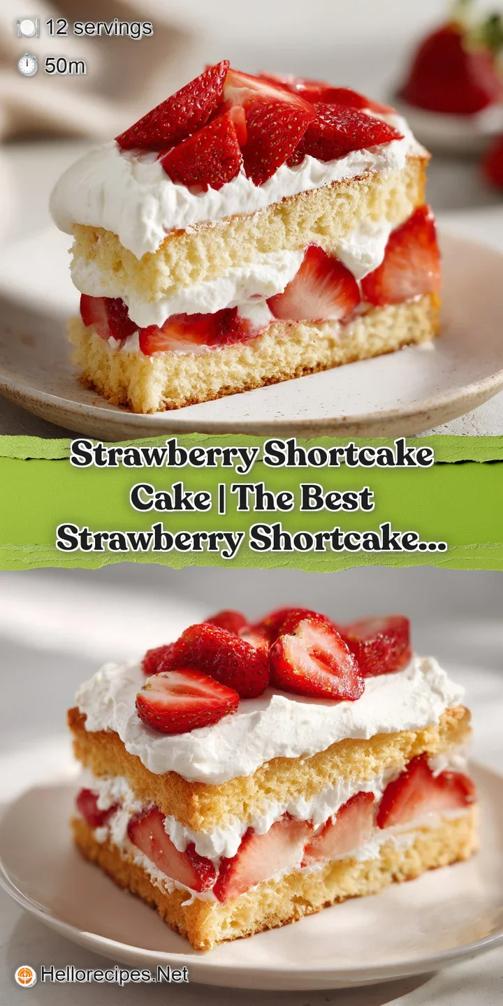 Macro shot of glistening red strawberries and velvety white cream layered over a soft, airy golden yellow cake.