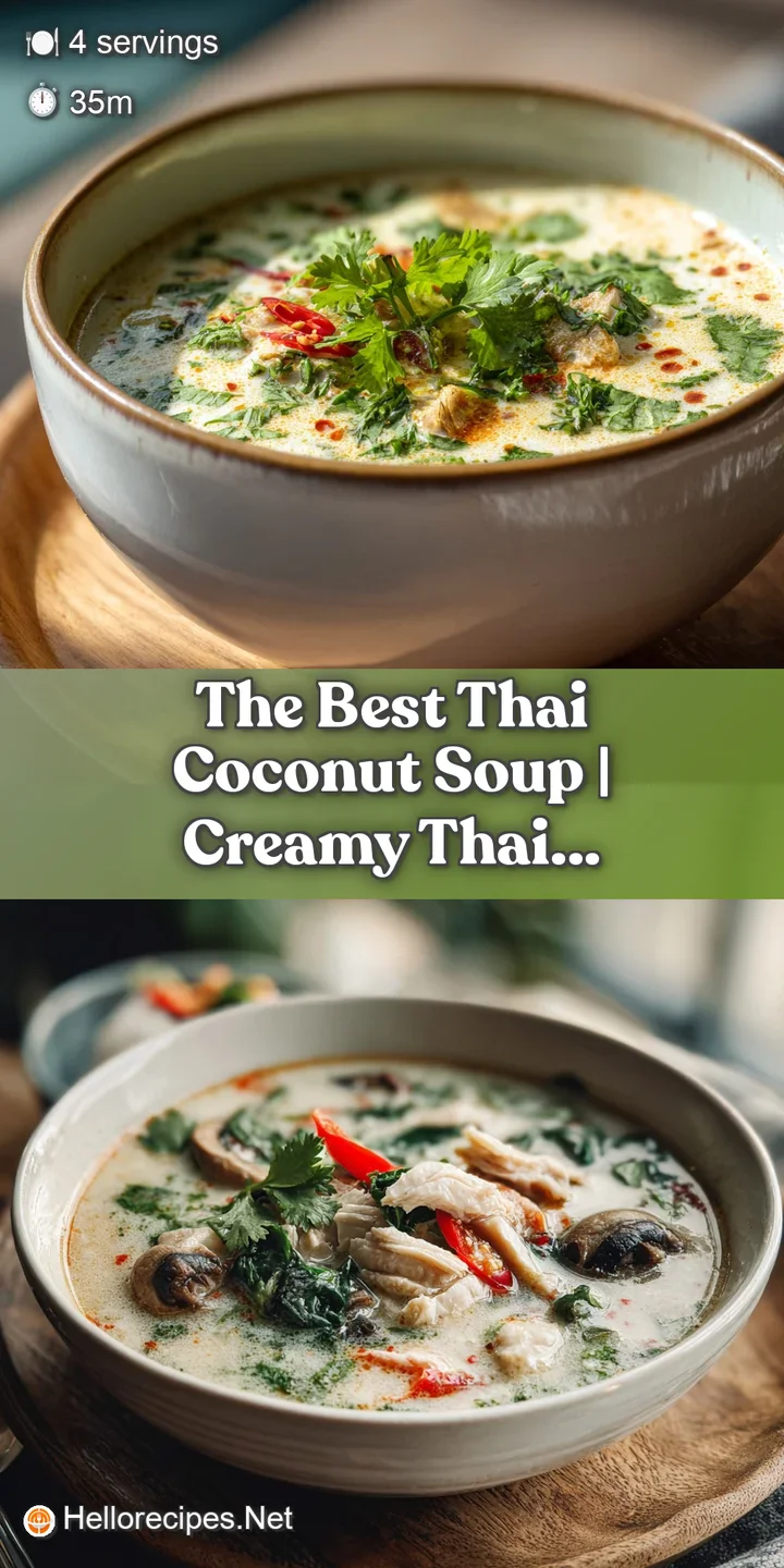 Close-up of a steaming spoonful of creamy coconut soup, highlighting glistening chicken and chili.