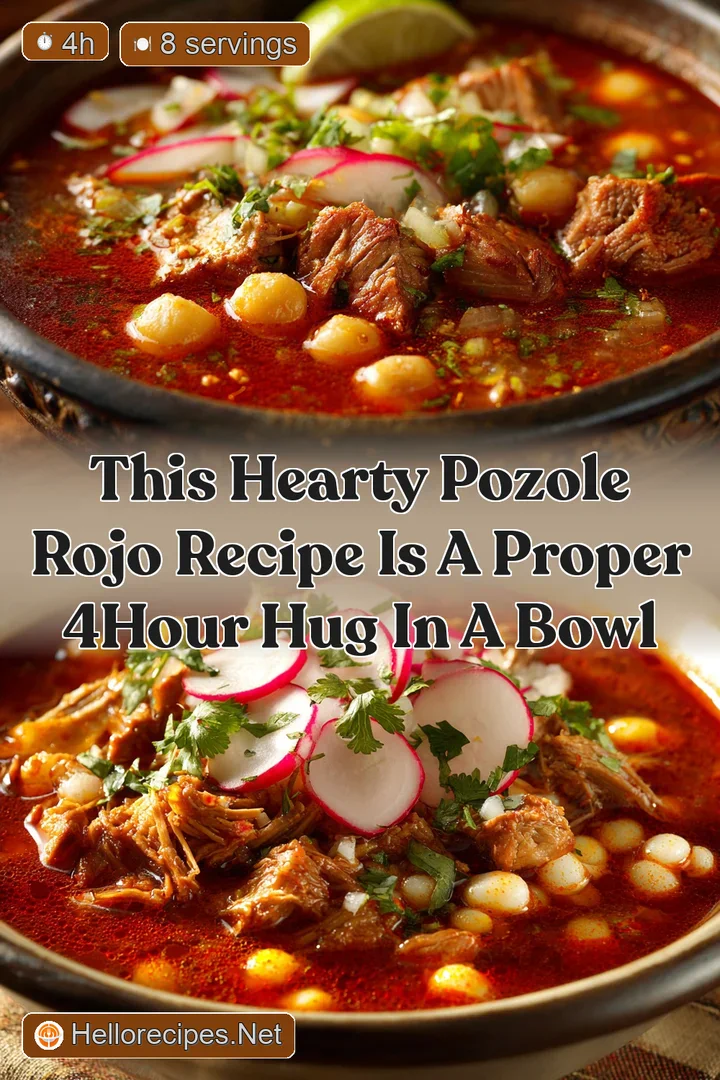 This Hearty Pozole Rojo Recipe is a proper 4Hour Hug in a Bowl