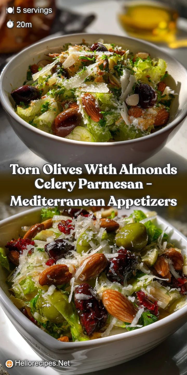 Torn Olives with Almonds Celery Parmesan - Mediterranean Appetizers