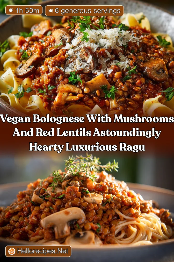 Vegan Bolognese with Mushrooms and Red Lentils Astoundingly Hearty Luxurious Ragu