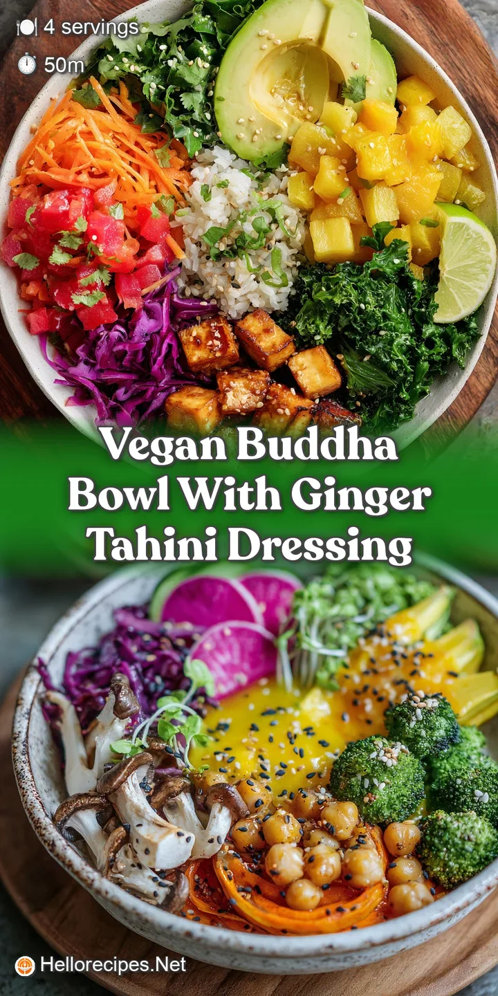 Close-up capturing the textures of the vegan Buddha bowl: nutty quinoa, vibrant roasted veggies, and a glossy, appetizing ...