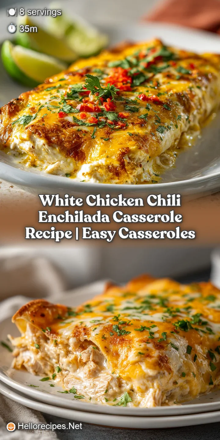 Creamy white chicken chili filling peeking through layers of corn tortillas and melted cheese.