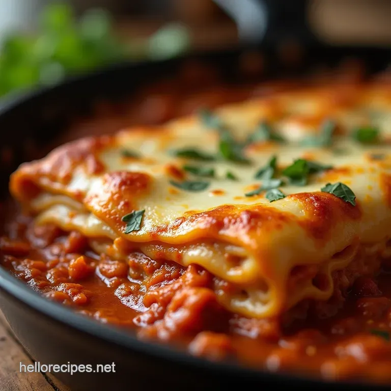 30Minute Magic Onepan Weeknight Skillet Lasagna presentation