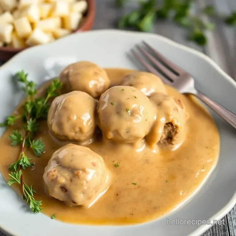 Absolutely Scrumptious Swedish Meatballs with Creamy Gravy presentation