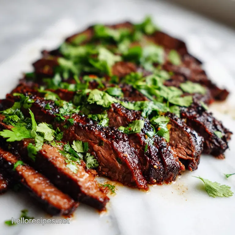 Charred steak strips served with creamy avocado, pickled red onions, and lime wedges on a white ceramic plate.