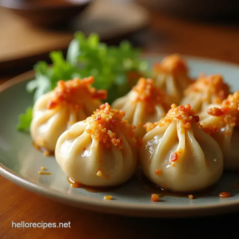 Authentic Chicken Momos Steamed Himalayan Dumplings presentation