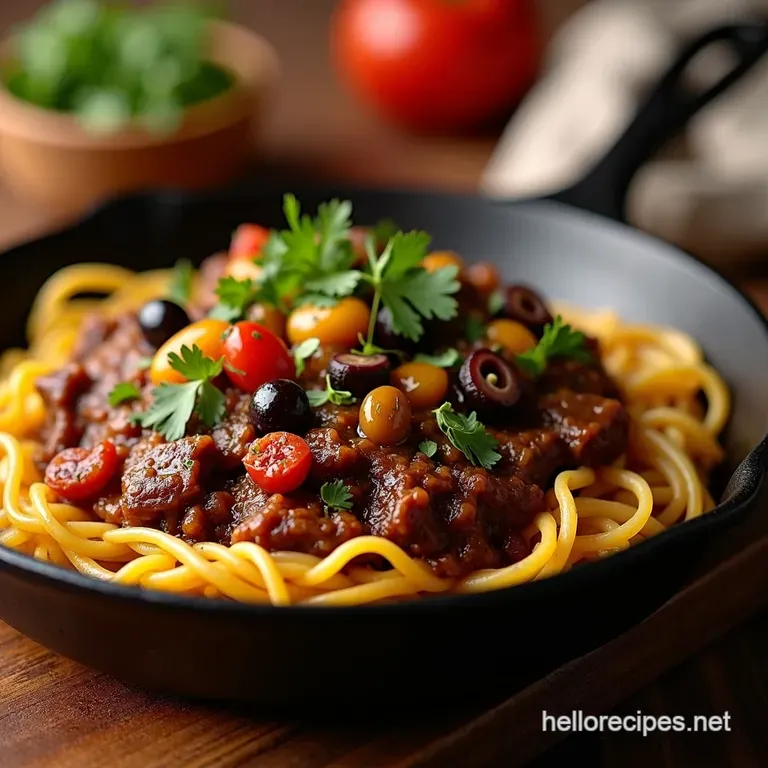 OnePan Cuban Comfort Authentic Beef Picadillo with Olives Raisins presentation