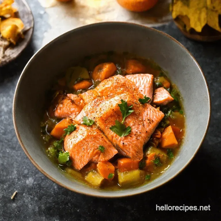 Autumn Harvest Salmon Bowl a Mediterranean Delight presentation