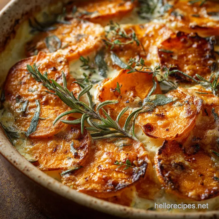 Sweet Potato Tian: the Perfect Autumnal Rosemary and Thyme Gratin presentation