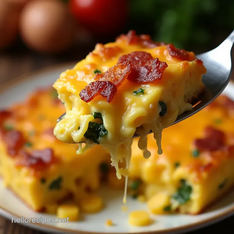 The Ultimate Cheesy Bacon Breakfast Bake presentation