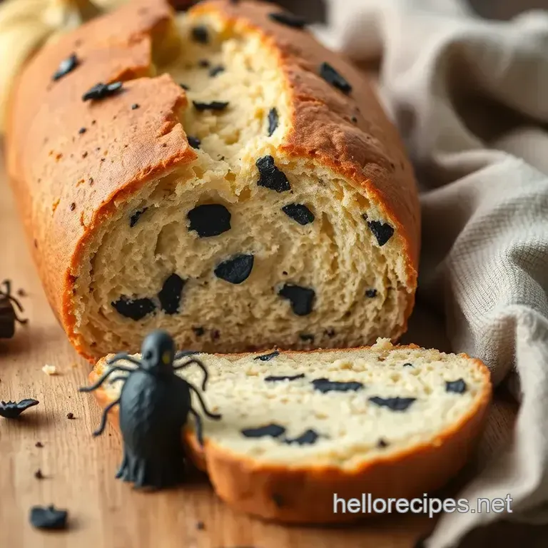 Eerie Charcoal Halloween Bread presentation