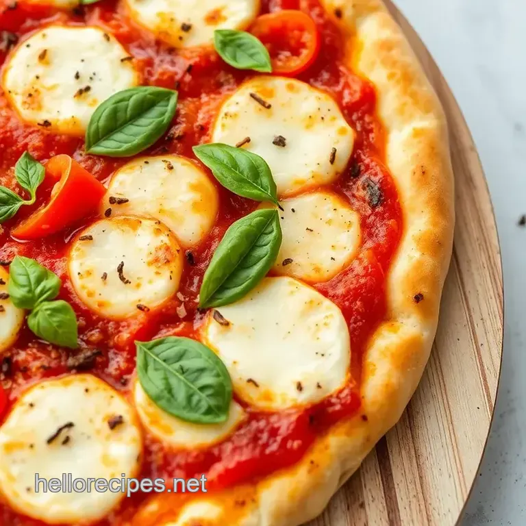 Rustic Mozzarella Pizza with Garden-Fresh Toppings presentation