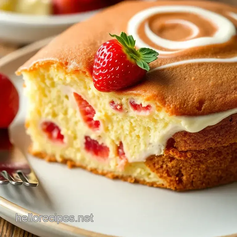 Strawberry Earthquake Cake with Creamy Swirl presentation