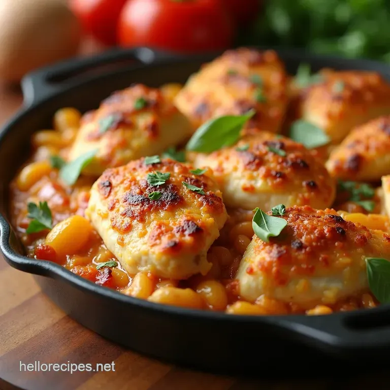 Baked Tuscan Chicken Casserole presentation