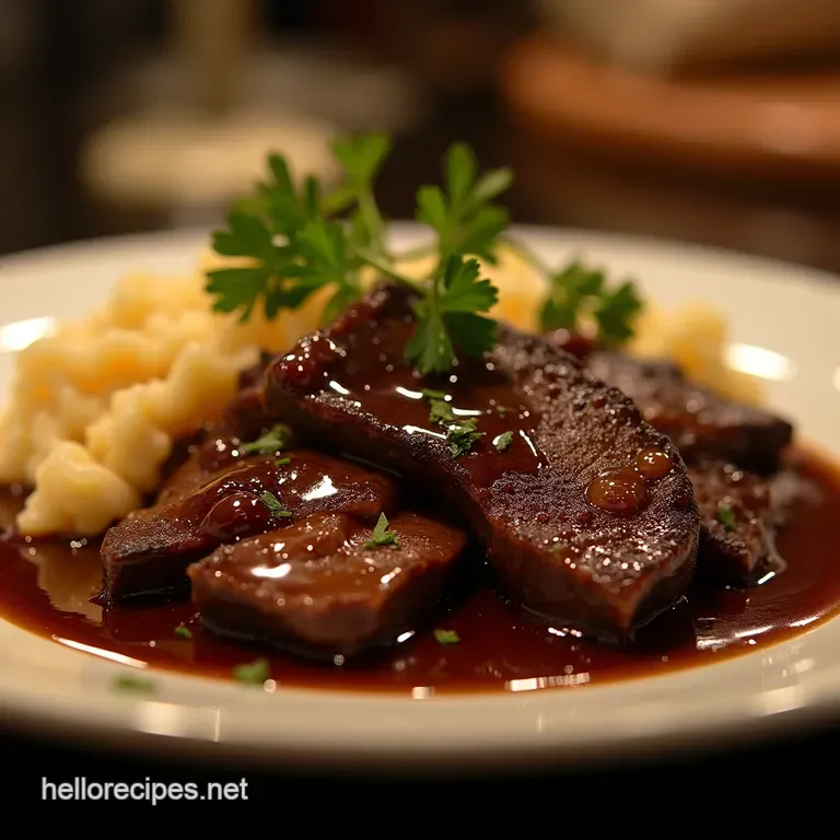 Silky Slowsimmered Beef with Balsamic Onion Reduction the Perfect Weeknight Braise presentation