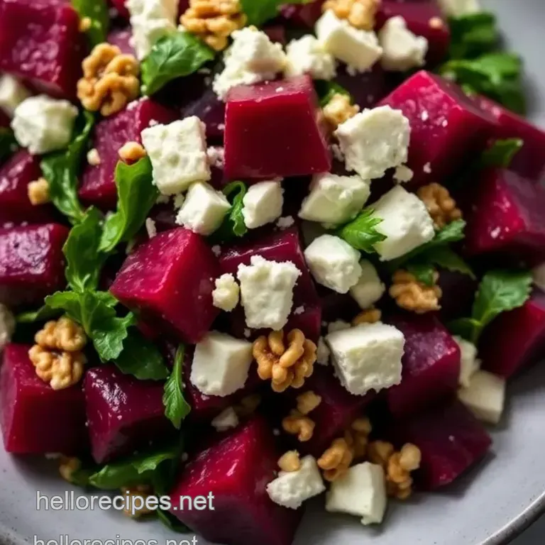 Beetroot Salad with Feta and Walnuts presentation