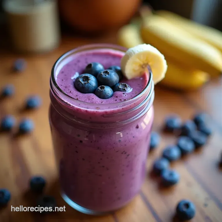 The BerryGood Gainz Blast Ultimate Blueberry Banana Protein Smoothie presentation