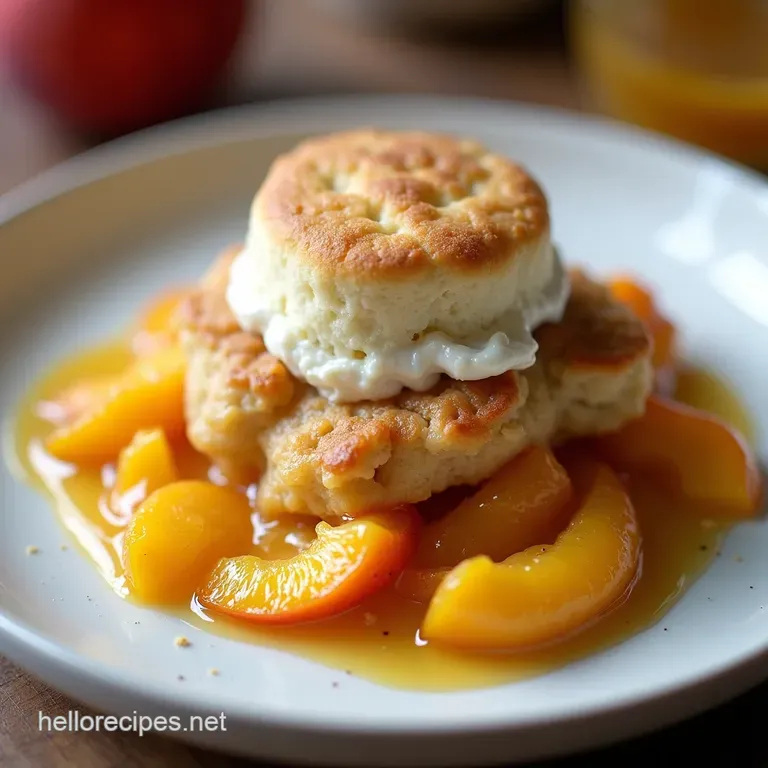The SunDrenched Summer Peach Cobbler with a Biscuit Crown