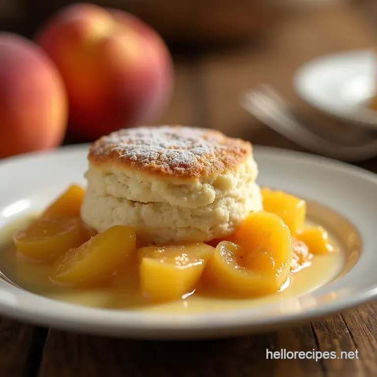 Golden Summer Peach Cobbler the Ultimate Buttermilk Biscuit Topping presentation
