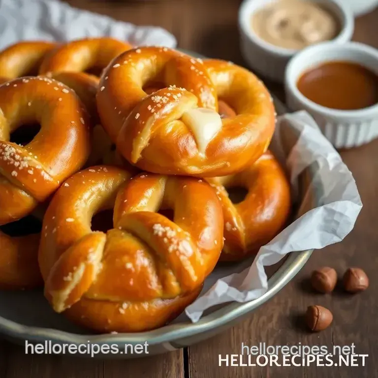 Boiled Cheese Pretzels with Sweet Filling presentation