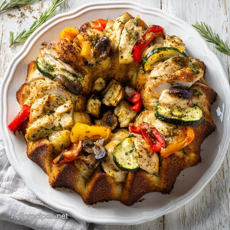 Tender roasted chicken slices fanned on a plate, adorned with vibrant parsley and a drizzle of pan juices.