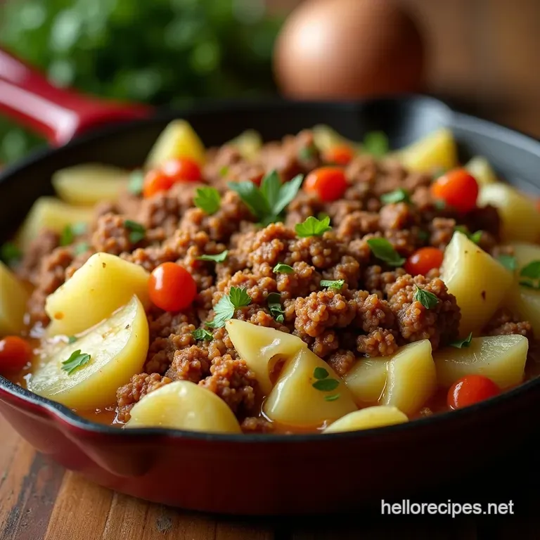 The Proper Job Pointed Cabbage and Potato Pan with Savory Ground Meat presentation