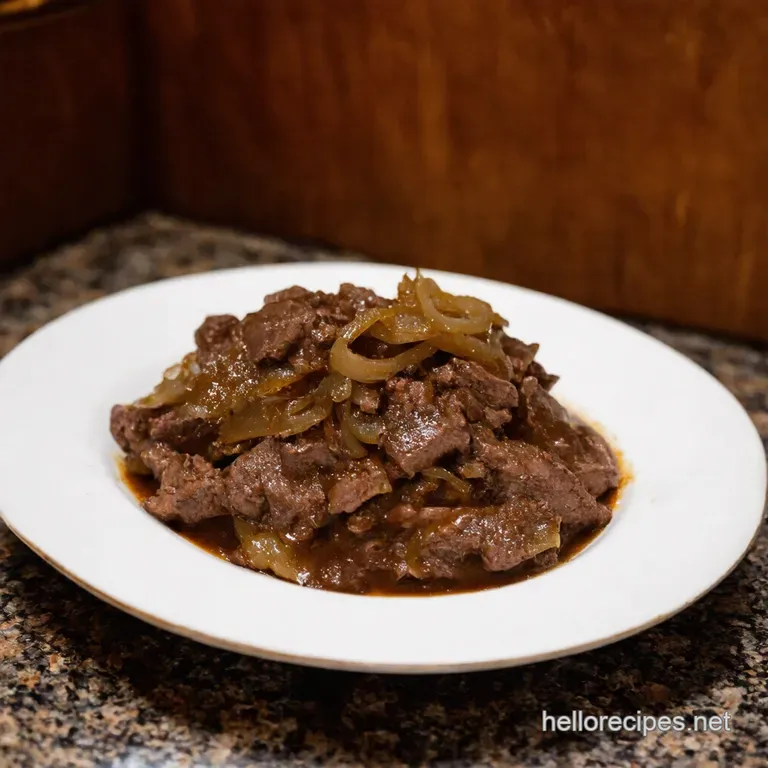 Caramelized Onion Beef Liver presentation