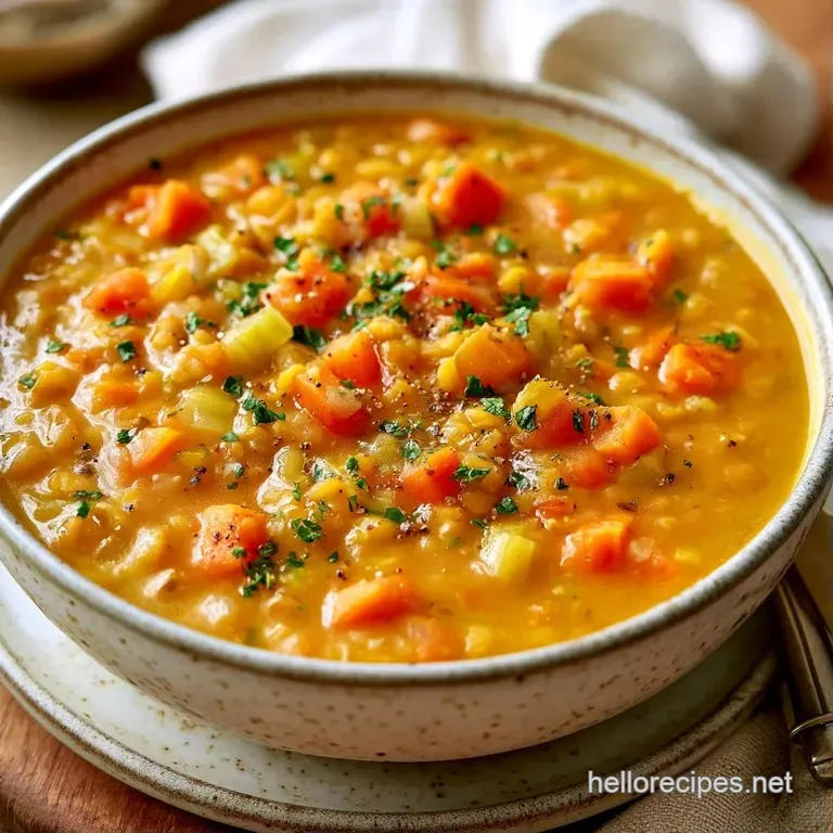 Hearty brown lentils and vibrant carrots in a matte gray bowl, garnished with chopped herbs on a linen napkin.