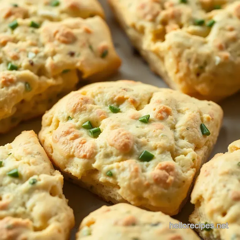 Cheddar & Chive Scones with Smoked Salmon presentation