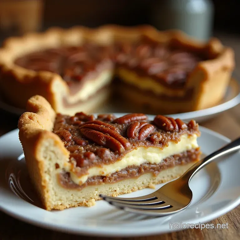 The Ultimate Hybrid Brown Butter Cheesecake Swirl Pecan Pie presentation