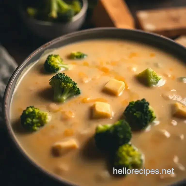 Cheesy Comfort: Cream of Broccoli and Cheddar Soup presentation