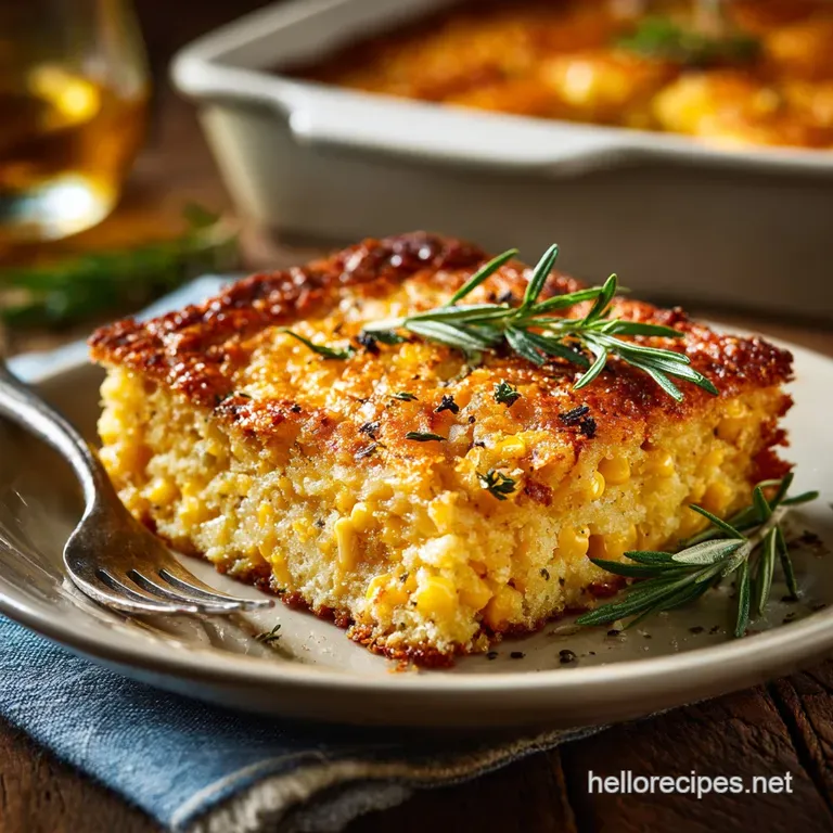 Savory Corn Pudding: the Creamiest Cheesy Farmhouse Side Dish presentation