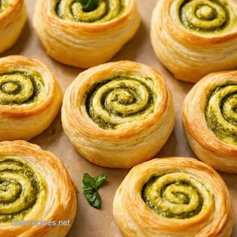 Cheesy Vegan Pesto Swirls Puff Pastry Perfection presentation