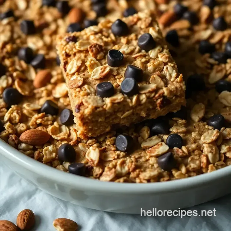 Chewy Chocolate Chip Granola Bars presentation